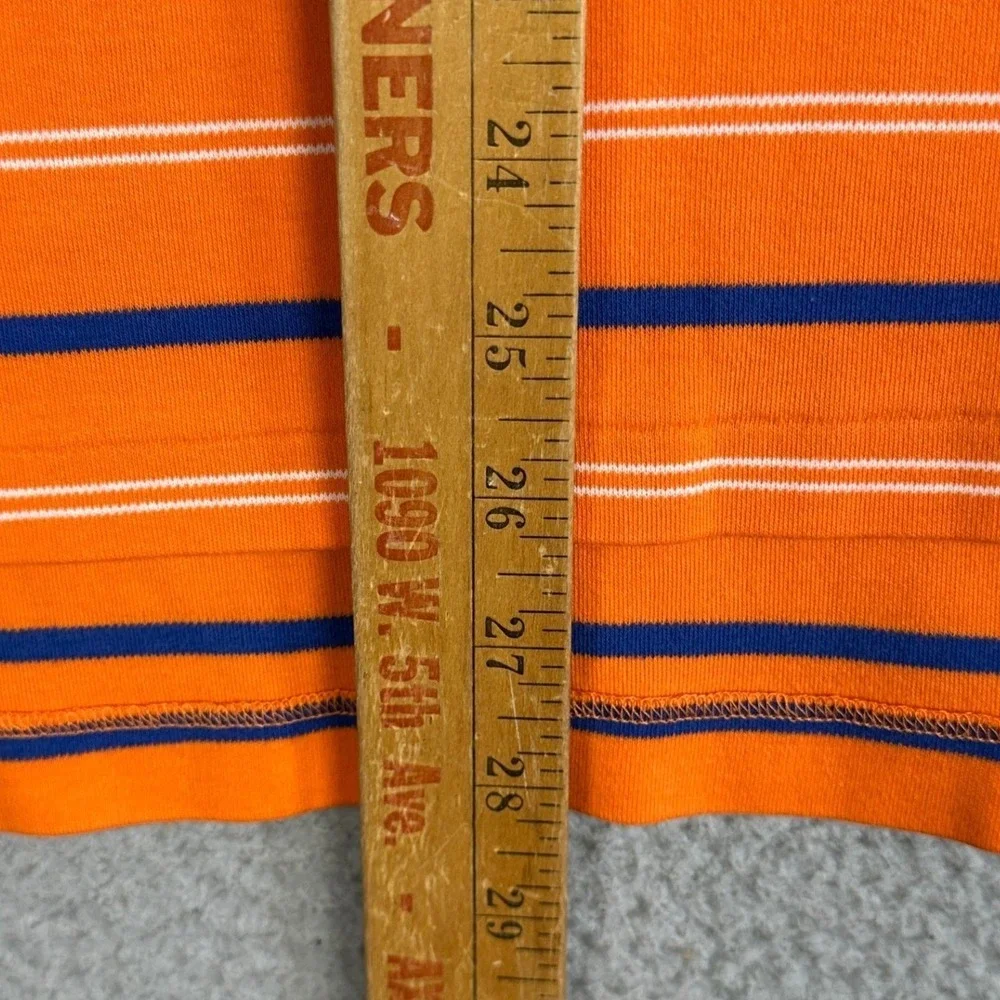 Polo Ralph Lauren Polo Shirt Mens Medium Orange Navy Striped Casual Rugby Pony